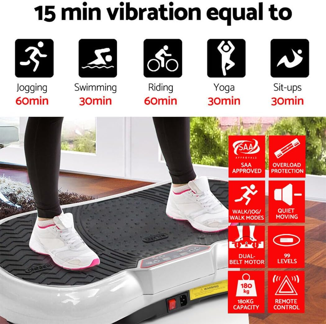 PORIYA Vibration Machine,180Kg Capacity,99 Speed Levels,Remote Control Full Body Fitness Vibrating Plate,Exercise Platform with Resistance Bands for Home Workout,Ideal for All Ages - Black image number 2