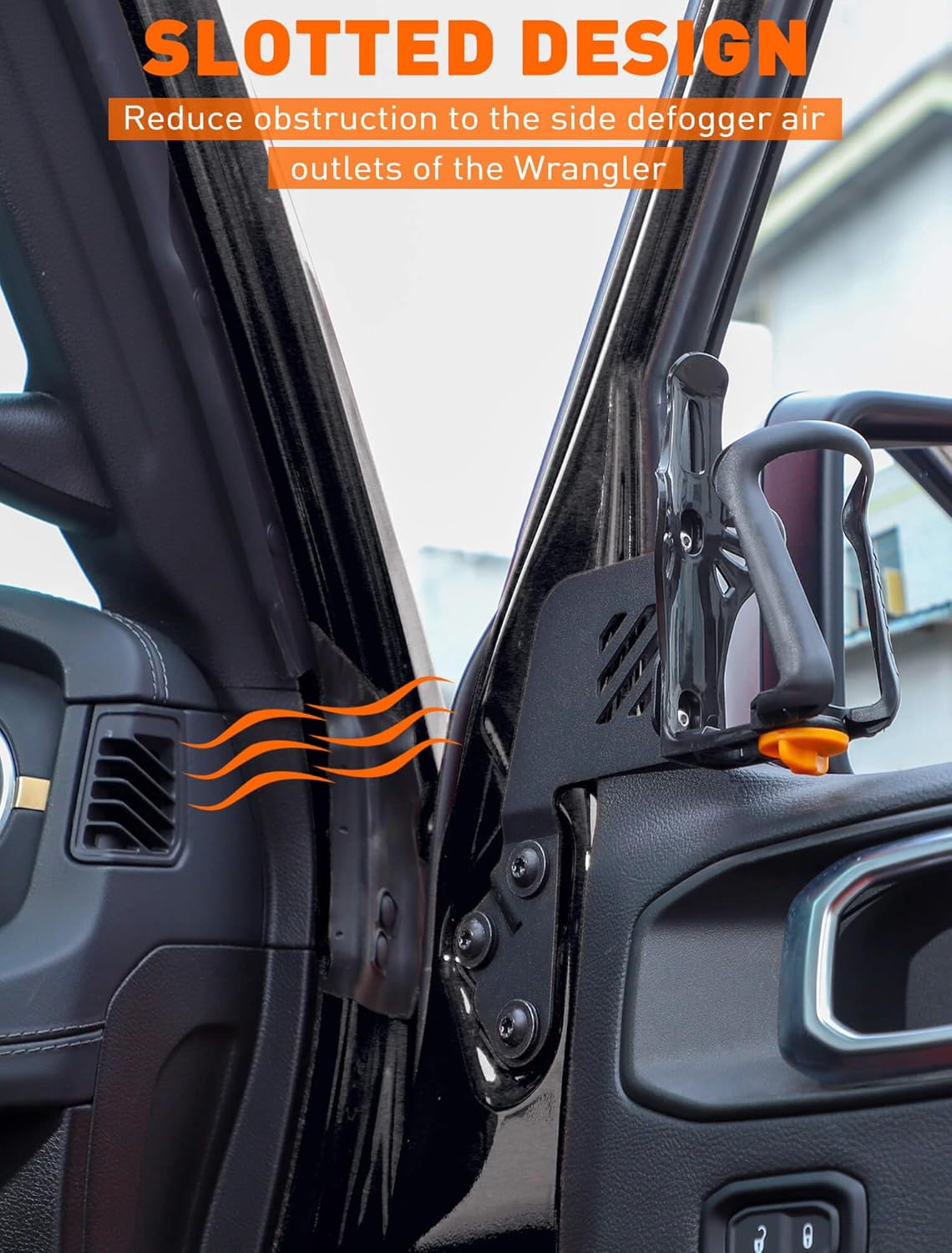 Savadicar Door Cup Holder Compatible with Jeep Wrangler (JL) & Gladiator (JT) 2018-2024, Fit Standard Bottles 2.2 to 3.1 Inch, Extension Accessories for Jeep, Right Side, Black image number 1