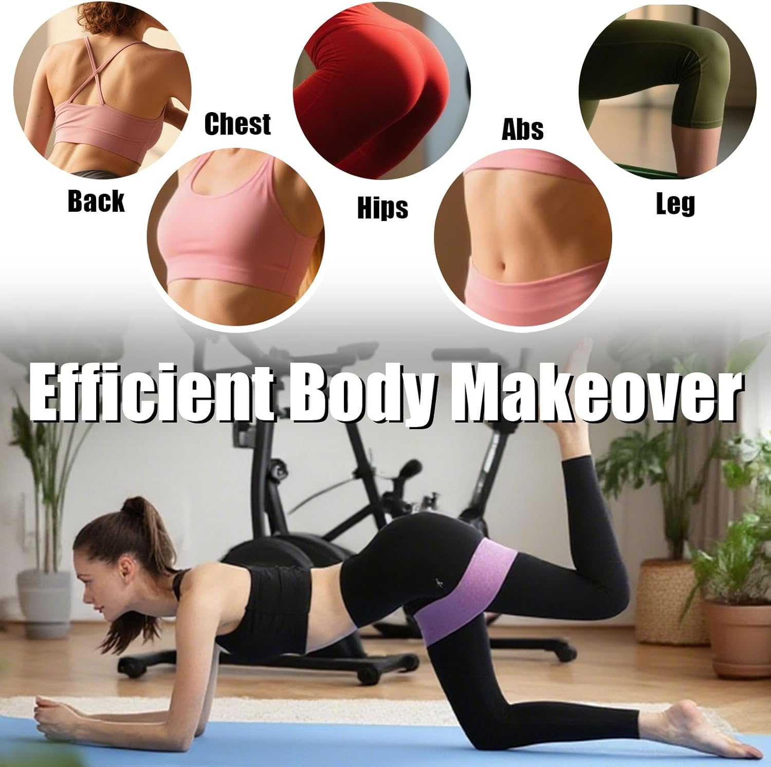 Resistance Bands Set, Upgrade Exercise Bands with Non-Slip Design for HIPS & Glutes Booty Bands for Women and Men, Workout Bands for Home Fitness, Yoga, Pilates