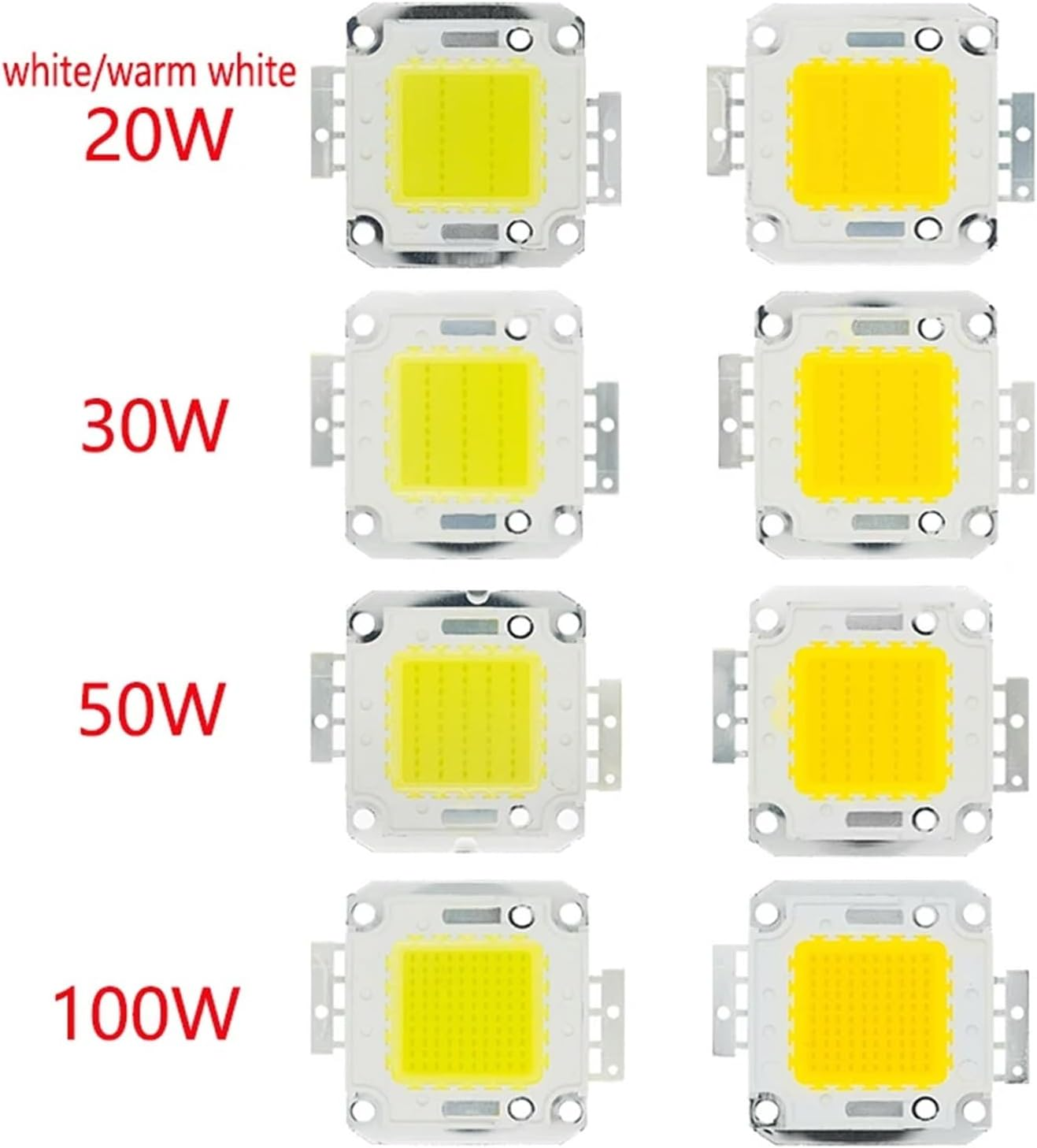 NFGZFNMKYW 6Pcs 10W 20W 30W 50W 100W White/Warm White LED CHIP Integrated High Power Lamp Beads 24 * 44Mil 32V-34V 3200K-6500K 600-3000MA(50W Warm White) image number 1