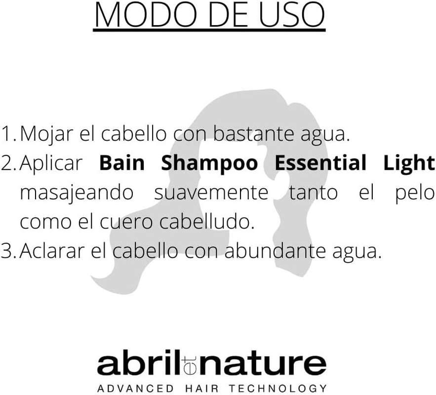 Abril Et Nature - Bain Shampoo Essential Light - Moisturising Shampoo - 250 Ml - for Fine and Sensitive Hair - Hair Treatment with Stem Cells - Vegan Product - Reduces Frizz image number 2