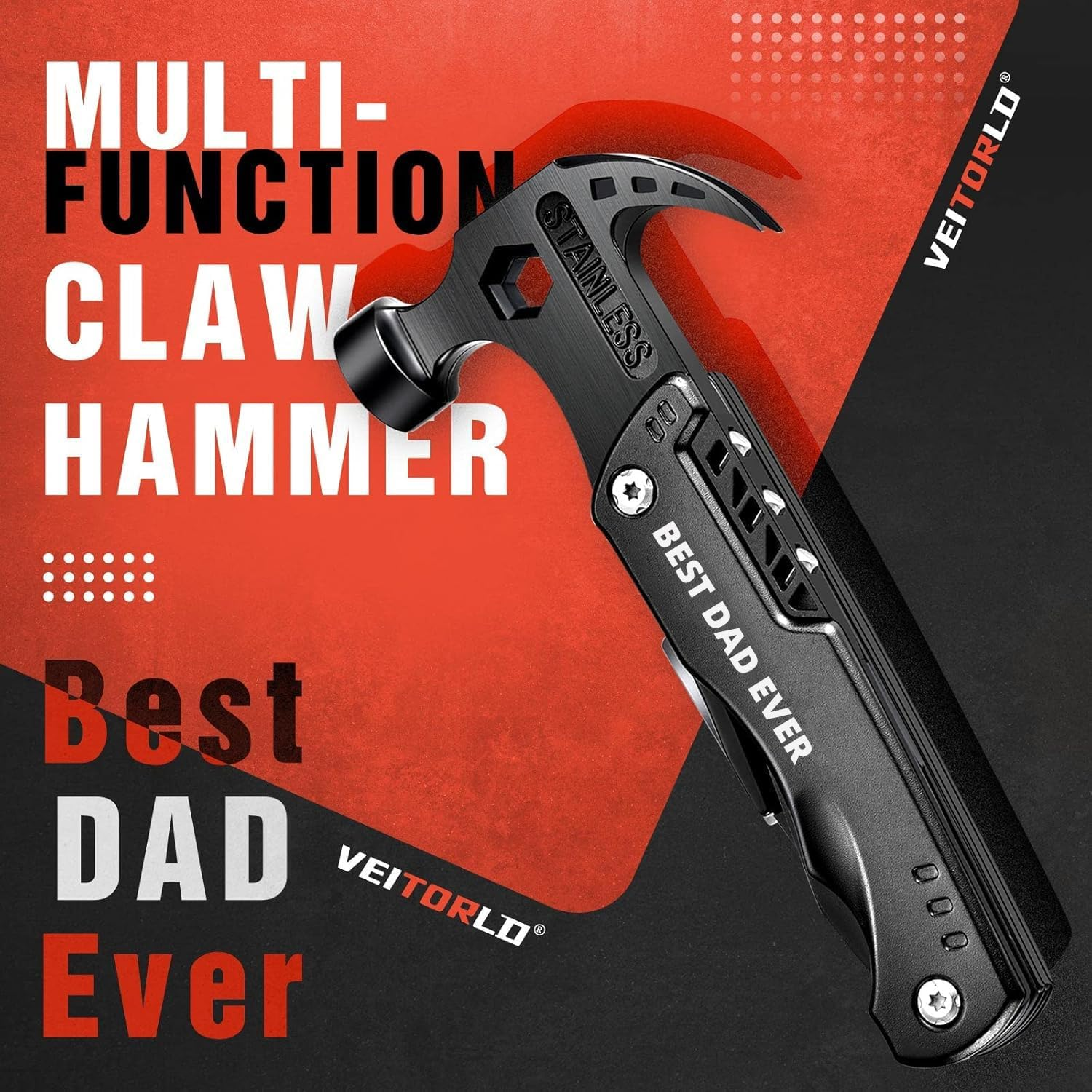 Fathers Day Gift, Father'S Day Multitool Gifts,15 in 1 Multitool Hammer Survival Multitool for Men, Gifts for Men Dad Husband,Dad'S Gifts from Son Daughter Wife, Dads Birthday Gift