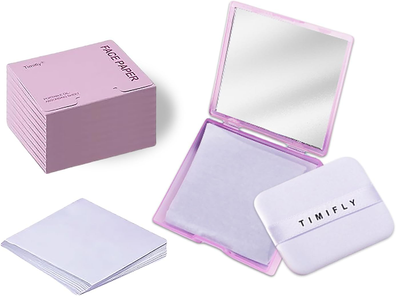 Sgphrzlt 1000Pcs Oil Blotting Absorbing Sheets for Face with Puff & Mirror, Powerful Makeup Blotting Absorption Paper for Oily Skin, Oil Control Film Absorbent Pad Wipes for Face, Black