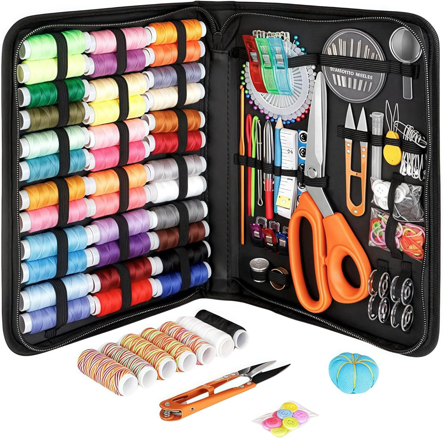 Premium 200-Piece Sewing Kit with Professional Scissors & 43 Thread Spools - Complete Set for Home & Travel image number 4