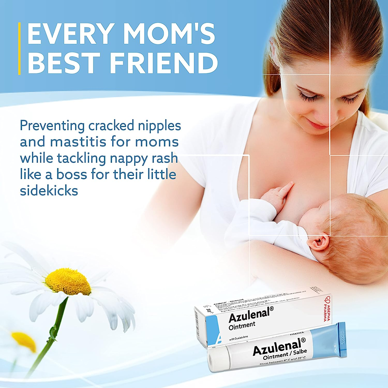 Azulenal Ointment with Guaiazulene for Eczema | Wound Ointment for Diaper Rashes Itches Cuts Burns & Sore Nipples | Suitable for Use for Babies and Nursing Mothers | Nappy Rash Cream | Made in Europe-50G