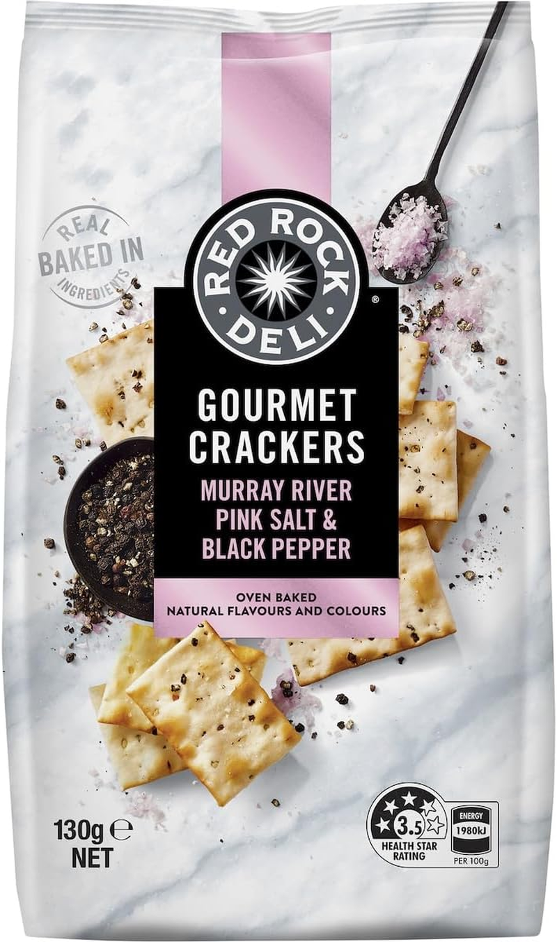 Red Rock Deli Gourmet Crackers with Murray River Pink Salt and Black Pepper 130 G image number 4