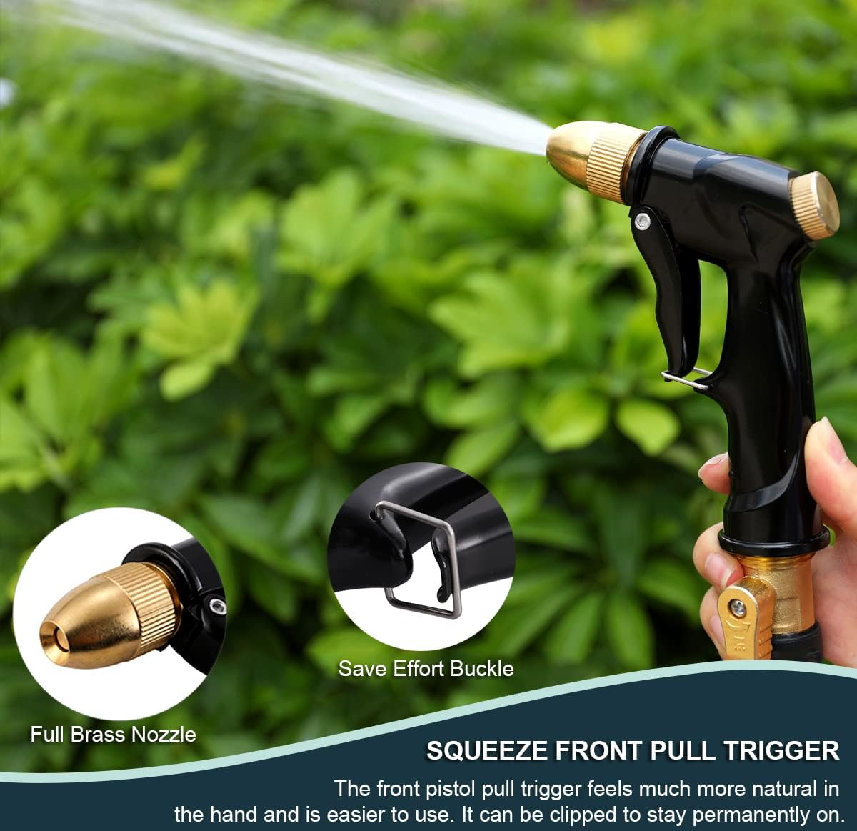 ESOW Brass Garden Hose Nozzle, Heavy Duty Metal Spray Gun with Full Brass Nozzle, Adjustable Water Flow, 3/4" Standard Hose Fitting, Perfect for Watering, Cleaning & Car Washing image number 3