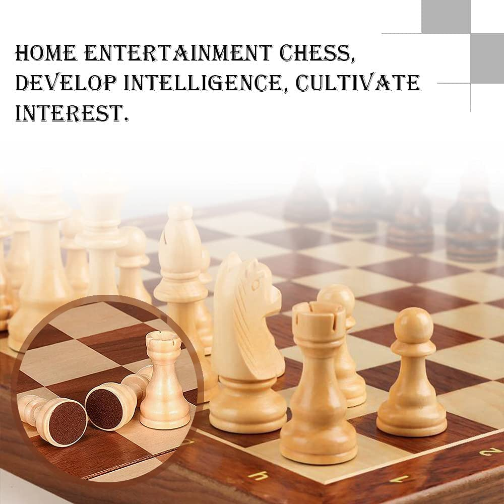 Mofish Chess Board, Chess Sets Wooden Travel Chess Set for Adults and Kids, Folding Chess Board Set with Crafted Chess Pieces Includes Extra Queens, Great Gifts for Friends (39 * 39CM) image number 2