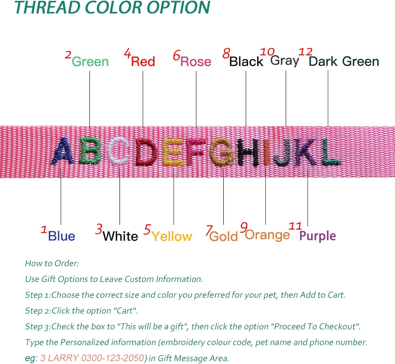 Yonsbox Orange Reflective Custom Personalised Dog Collar Embroidered with Name Phone Number Quick Release Buckle for Boy Girl Small Medium Large Dogs image number 2