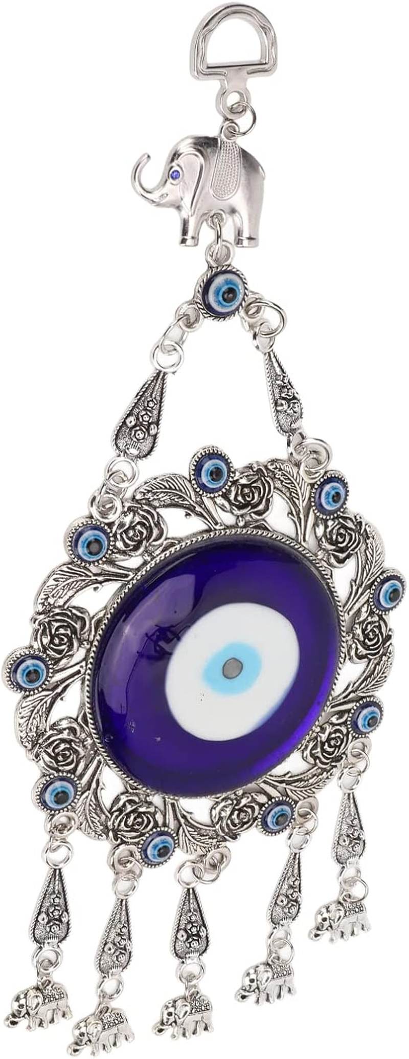Turkish Glass Blue Evil Eye Wall Hanging Ornament, Hollow Flowers Wall Hanging Amulet, Delicate Blue Glass Metal Home Decor, Evil Eye Decor for Good Luck in the Office, Living Room, Bedroom(2#) image number 6