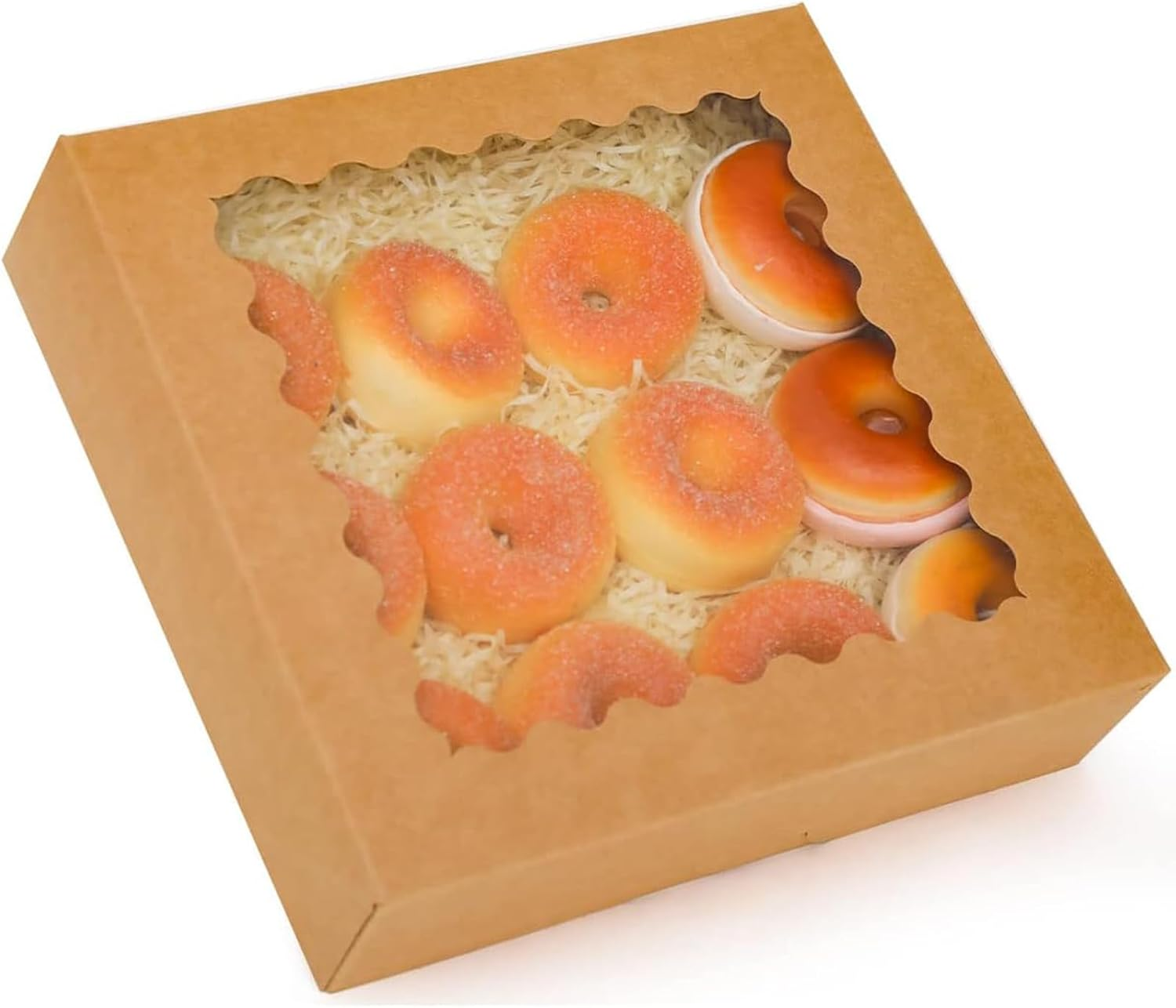 Qiqee Black 12Pcs Bakery Box with Window 20.32X20.32X6.35Cm Donut Pie Boxes Pastry Box(8X8X2.5 Inch,Auto-Pop Up) image number 5