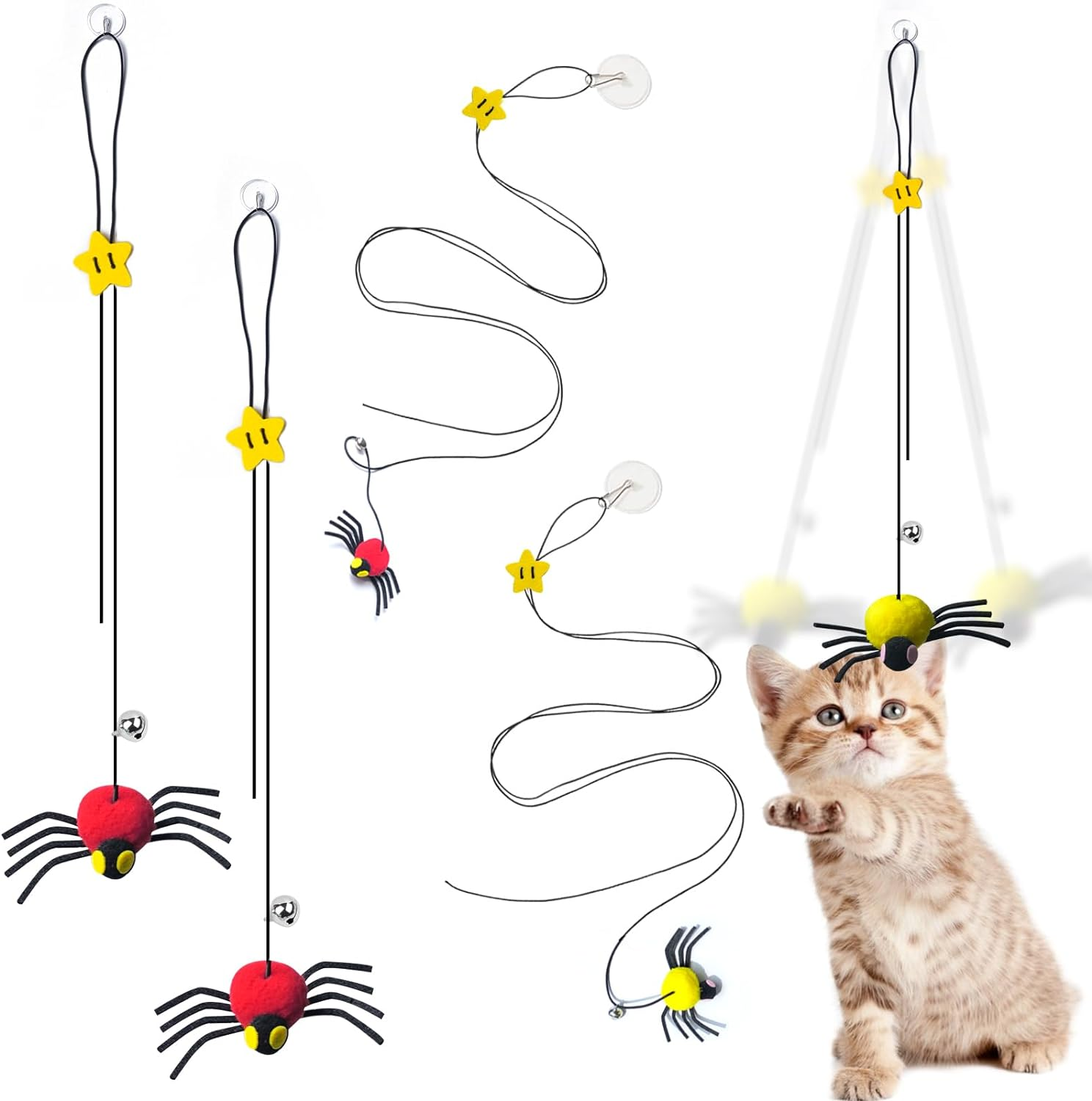 5-Pack Hanging Spider Cat Toys for Indoor Cats - Interactive Self Play Toy with Adjustable String for Door, Hands-Free Exercise & Boredom Relief for Kittens and Adult Cats image number 6