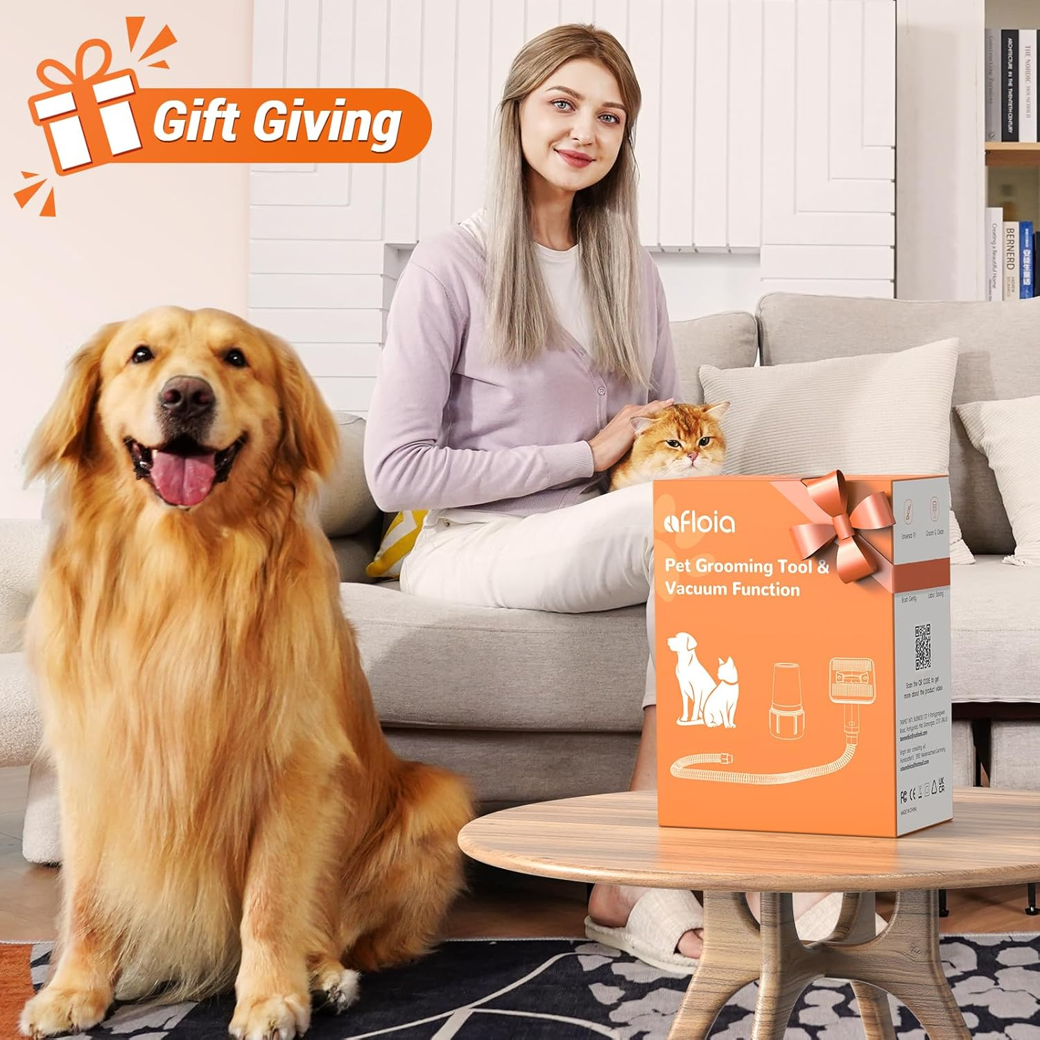 Afloia Dog Brush Vacuum Attachment, Cat Brush, Pet Brush Innovative Pet Grooming Kit, 1.5M Hoses Diameter Universal Adapter Compatible with Most round Vacuum Cleaners like Bissell, Eureka Etc image number 1