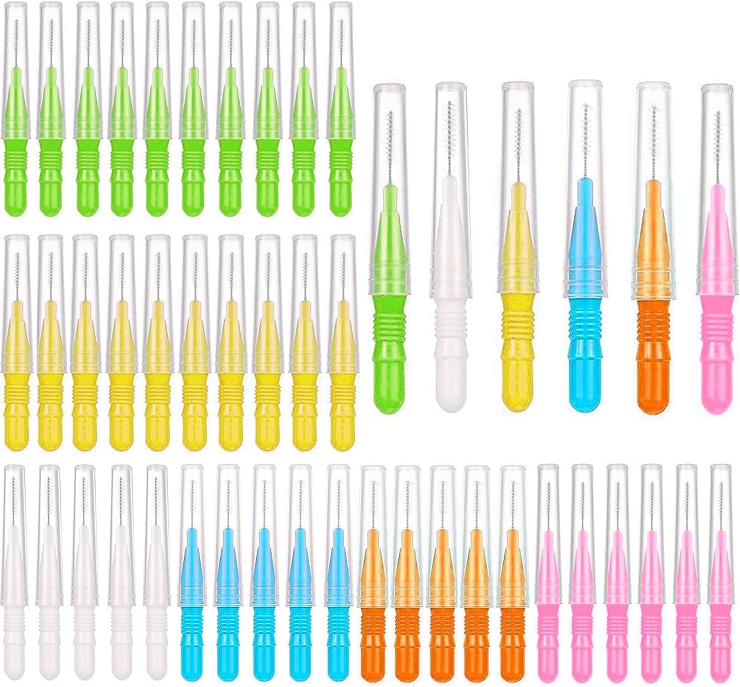 120 Pcs Interdental Brush, Betterjonny Soft Dental Floss Brushes Toothpick Tooth Flossing Head Oral Dental Hygiene Brush Braces Dental Brush Tooth Cleaning Tools 6 Colors image number 4