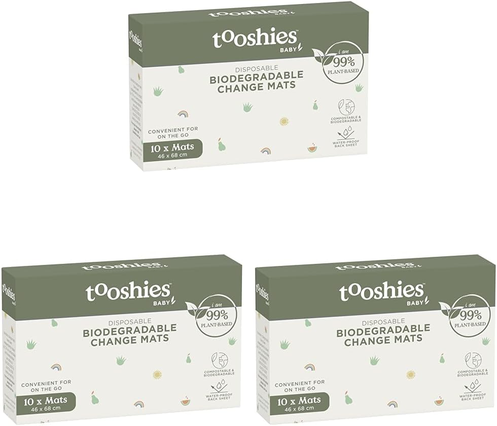 Tooshies Baby | Biodegradable Change Mats | Disposable | Plant-Based Materials | Waterproof Backsheet | Cute Prints | Recyclable Packaging | 10Pk (Pack of 3) image number 3