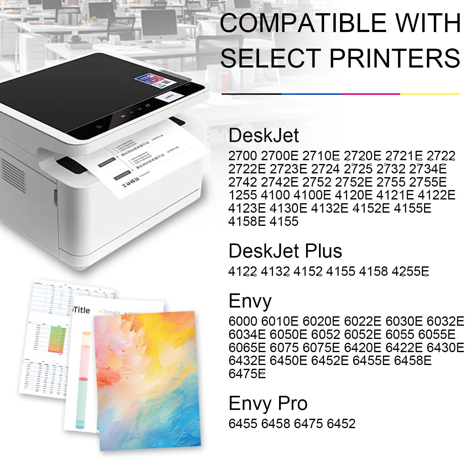 67XL Ink Cartridges Black/Color Combo Pack Replacements for HP Ink 67, 67XL High-Yield Ink for HP Printer Works with Deskjet 2700, 2755E, 2855E Envy 6000, 6055E, 6400 (1Black 1 Tricolor) image number 4