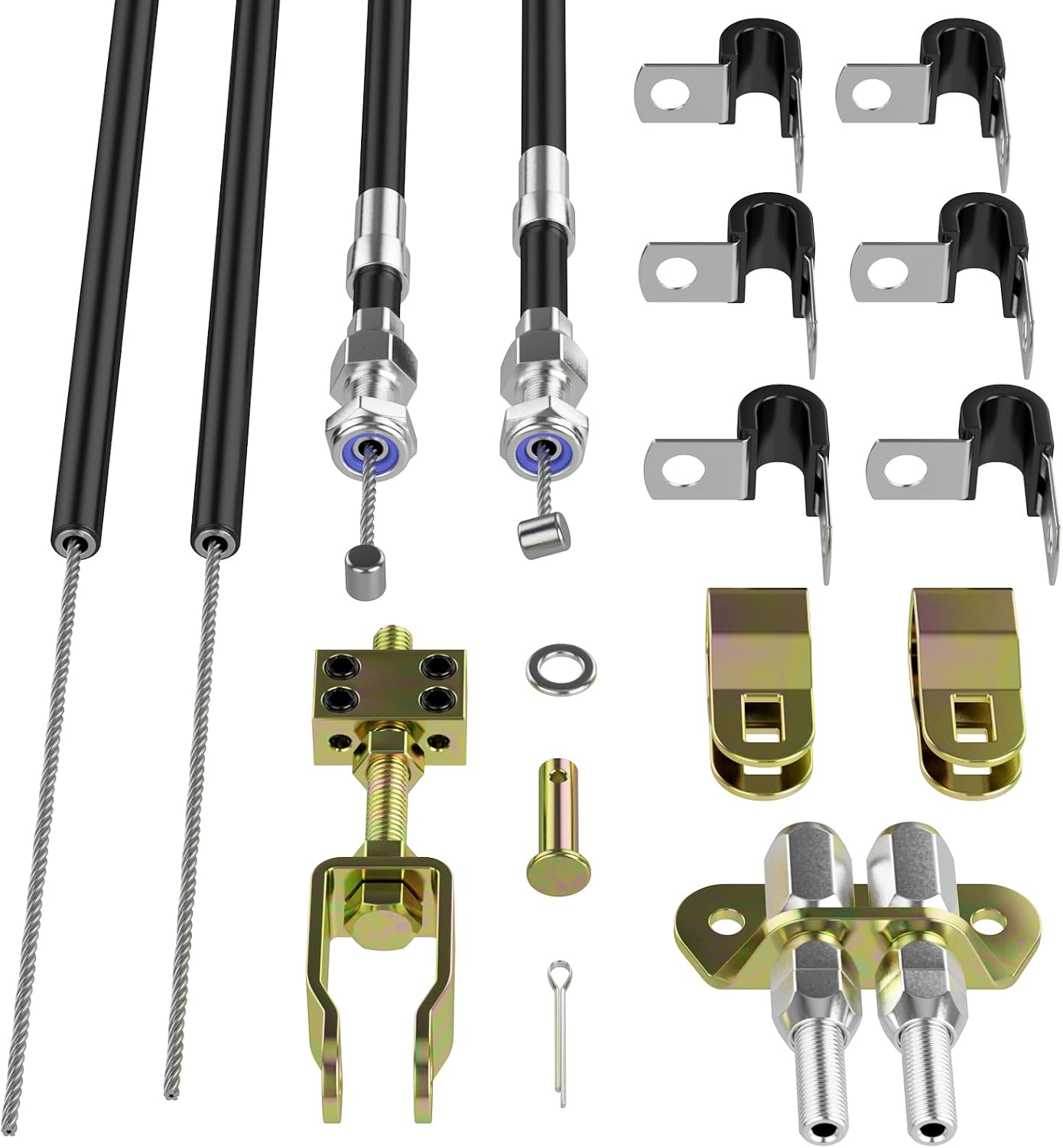 Universal 110-Inch Parking Brake Cable Kit - Emergency Brake Cable Kit 330-9371 Alternative for Lokar Floor Mount Units