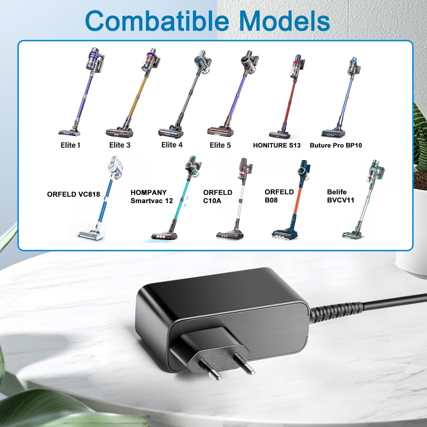 KFD ORFELD VC818 C10A B08 BL818 C10G, Belife V11-1 BVC-V11 BVC-V11 BVC-V12 31V 500Ma Charger Charging Cable for Laresar Elite 3 4 5 Pro Elite1 Elite3 Elite4 Elite5 Battery Vacuum Cleaner Cleaner image number 4