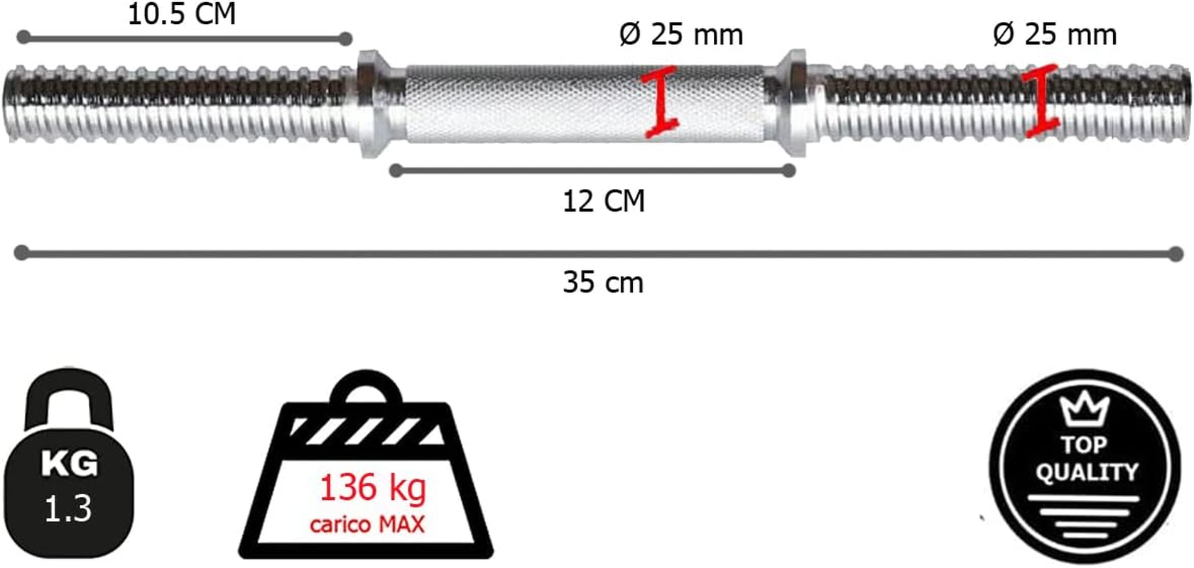 G5 HT SPORT Handlebar Bars - Handlebars with Fasteners Included | Pair or Single Bed | Length 35 or 38 Cm | Diameter Hole Diameter 25 Mm | Maximum Load 136 Kg image number 6