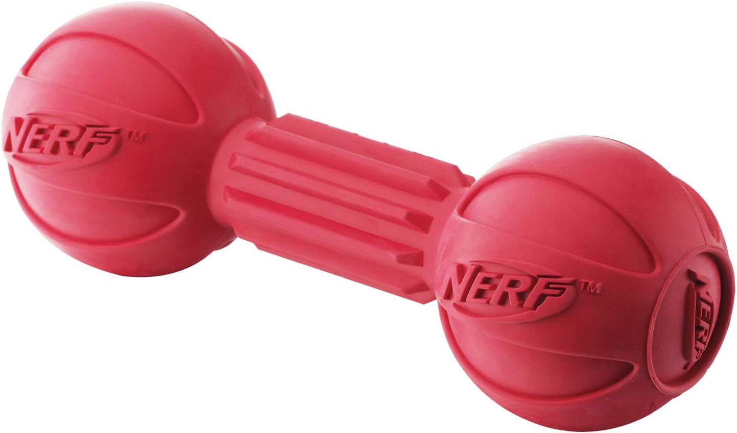 Nerf Dog Barbell Chew Dog Toy, Large, Red Medium image number 7
