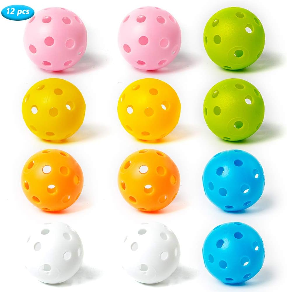 THIODOON Practice Golf Balls Limited Flight Golf Balls 40Mm Hollow Plastic Golf Training Balls Colored Airflow Golf Balls for Swing Practice Driving Range Home Use Indoor 12 Pack - Mixed Color,12 Pcs image number 4