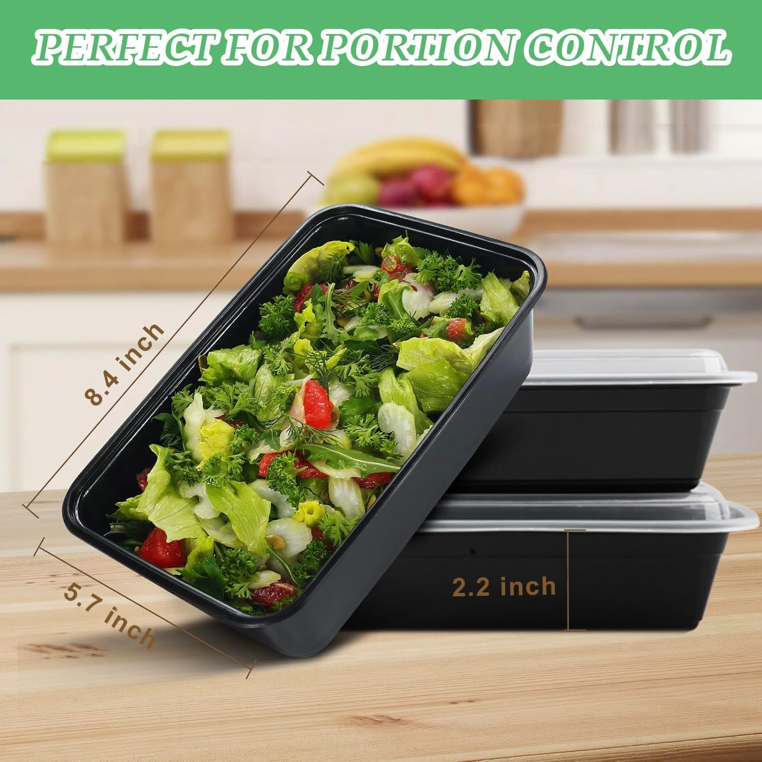 10Pcs Meal Prep Container（ BPA Free ）, 32 Oz Food Storage Containers with Lids, Bento Box Reusable Plastic Lunch Box Containers Stackable Bento, Take-Out Box Microwave Dishwasher Freezer Safe image number 6