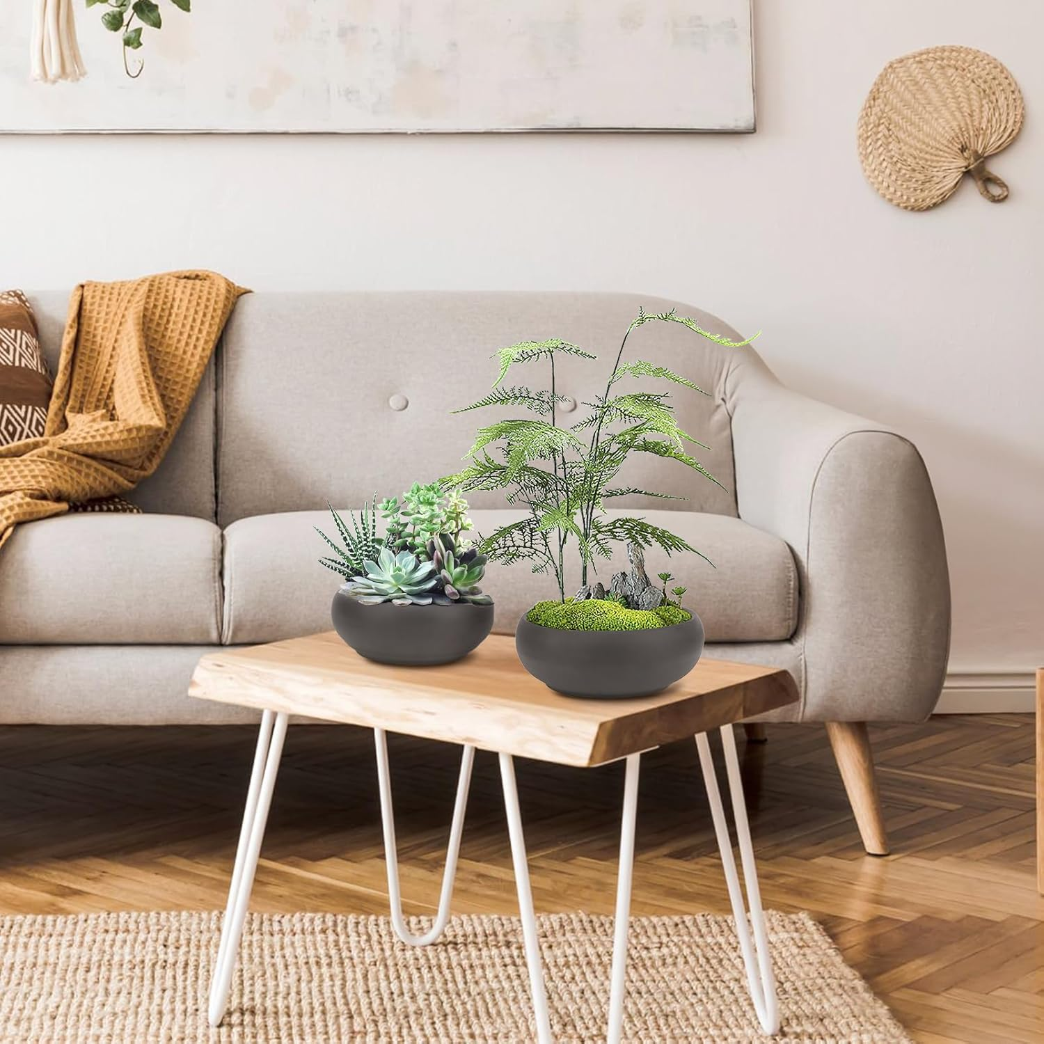 Happy Bonsai Pot 6" Unglazed round Ceramic Succulent Planter + Drainage Screen