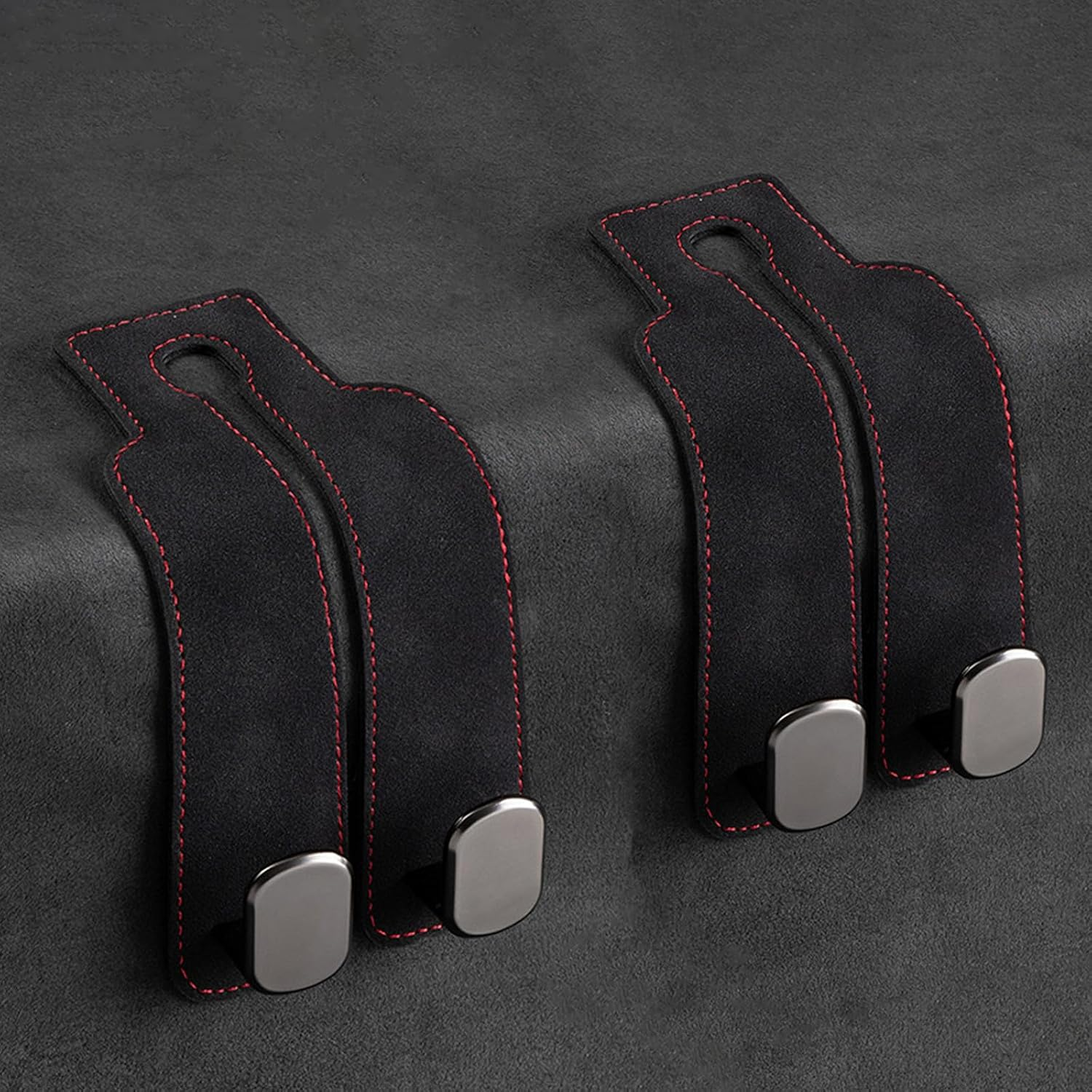 Car Seat Headrest Hook, 2 Pack Leather Car Seat Storage Hanger for Purses and Bags, Car Organization Accessories (2, Black)