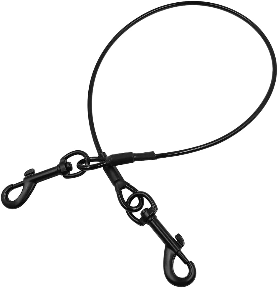 Yucool Dog Car Seat Belt Restraint, Stainless Steel Cable with Loops Short Wire Rope Lanyard Lock for Small, Medium, Large, and X-Large Dogs-Black