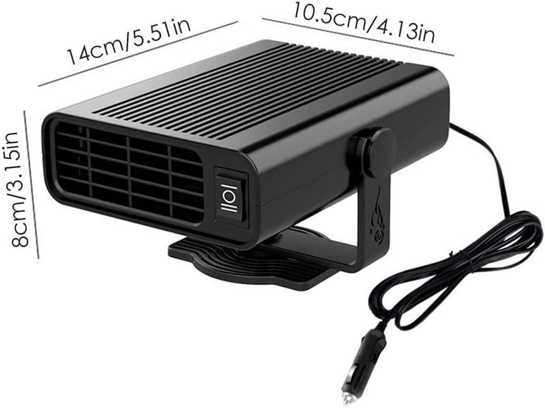 Baceyong 12V 12W Car Heater, 2-In-1 Ev Heater Fan, Windshield Defroster, Window 360 &deg; Rotation White, White image number 1