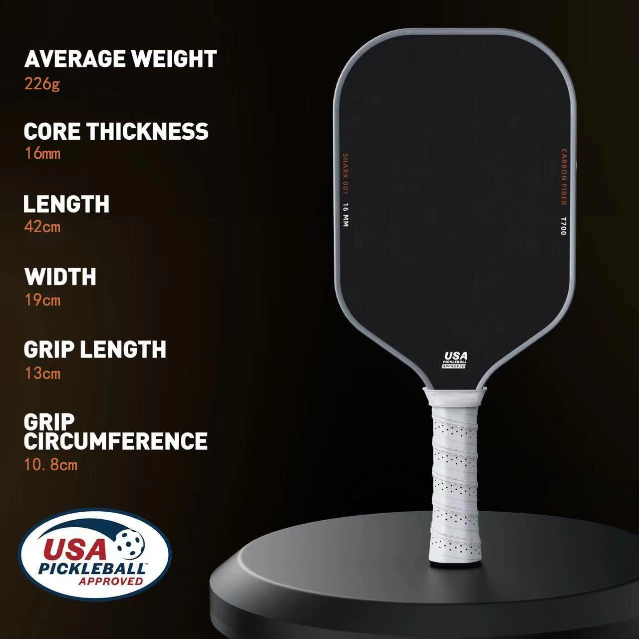 Pickleball Paddles,Carbon Fiber Raw Toray T700 with 16 Mm Polypropylene Honeycomb Core, the Pickleball Rackets Designed for Ultimate Spin & Consistency image number 2