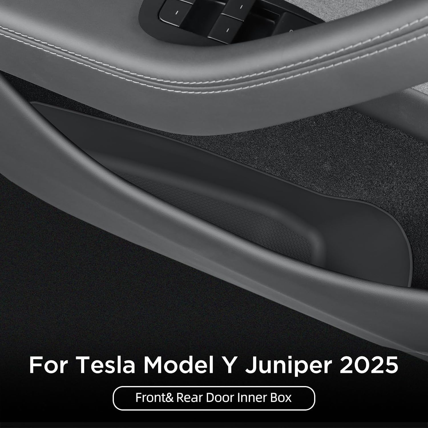 4PCS Door Side Pocket Storage Box Compatible with Tesla Model Y Juniper 2025 Front & Rear Door Pocket Inner Organizer Trays TPE Compatible with Model Y Juniper Accessories (Black) image number 4