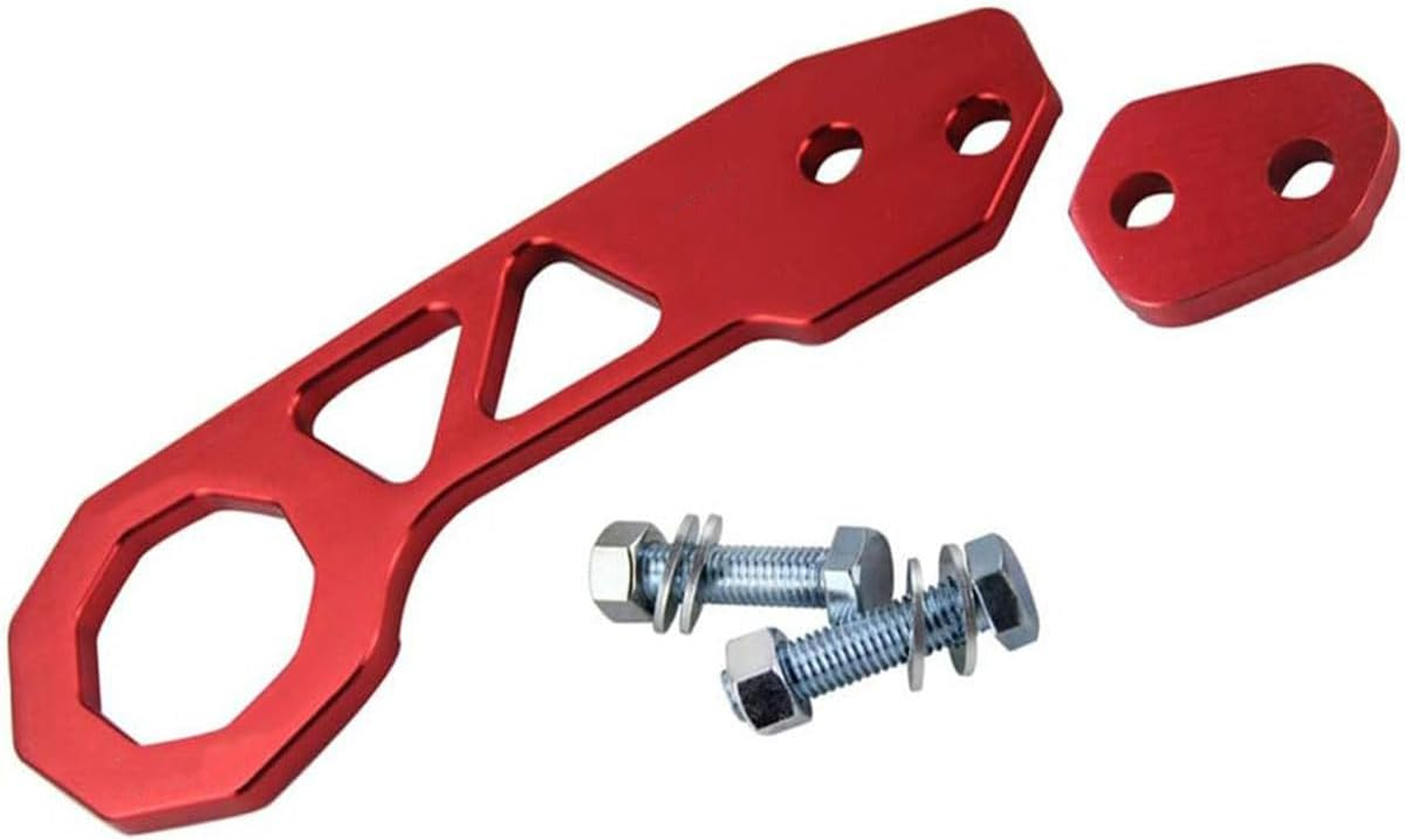 AIMALL Universal Rear Tow Hook Heavy Duty Alloy Car Bumper Towing Ring with Mounting Kit, Anodised Red or Black Colour for Vehicle Trailer Recovery or Styling Upgrade