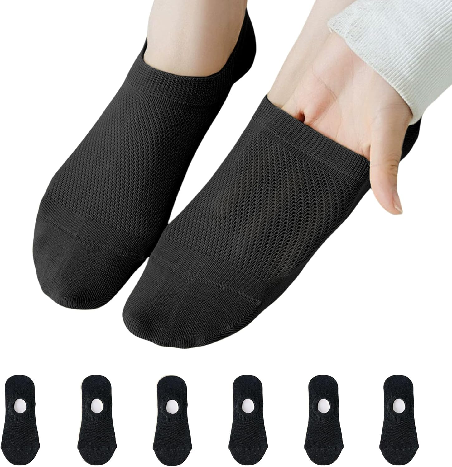 Women'S No-Show Socks &mdash; Summer Cotton Mesh Breathable Anti-Slip Soft Wicking Invisible Socks 6PCS Comfortable Fit for Loafer Flats image number 2