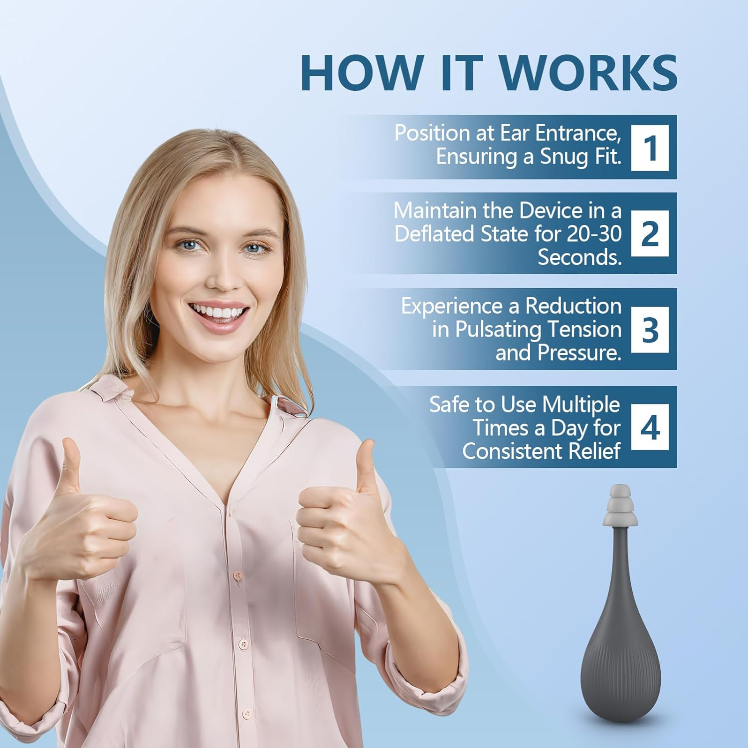 Ear  Ressure  Elief Device, Naturally  Educe Tension,  Ressure & Pulsating Symptoms through Inner Ear  Ressure Balance image number 1