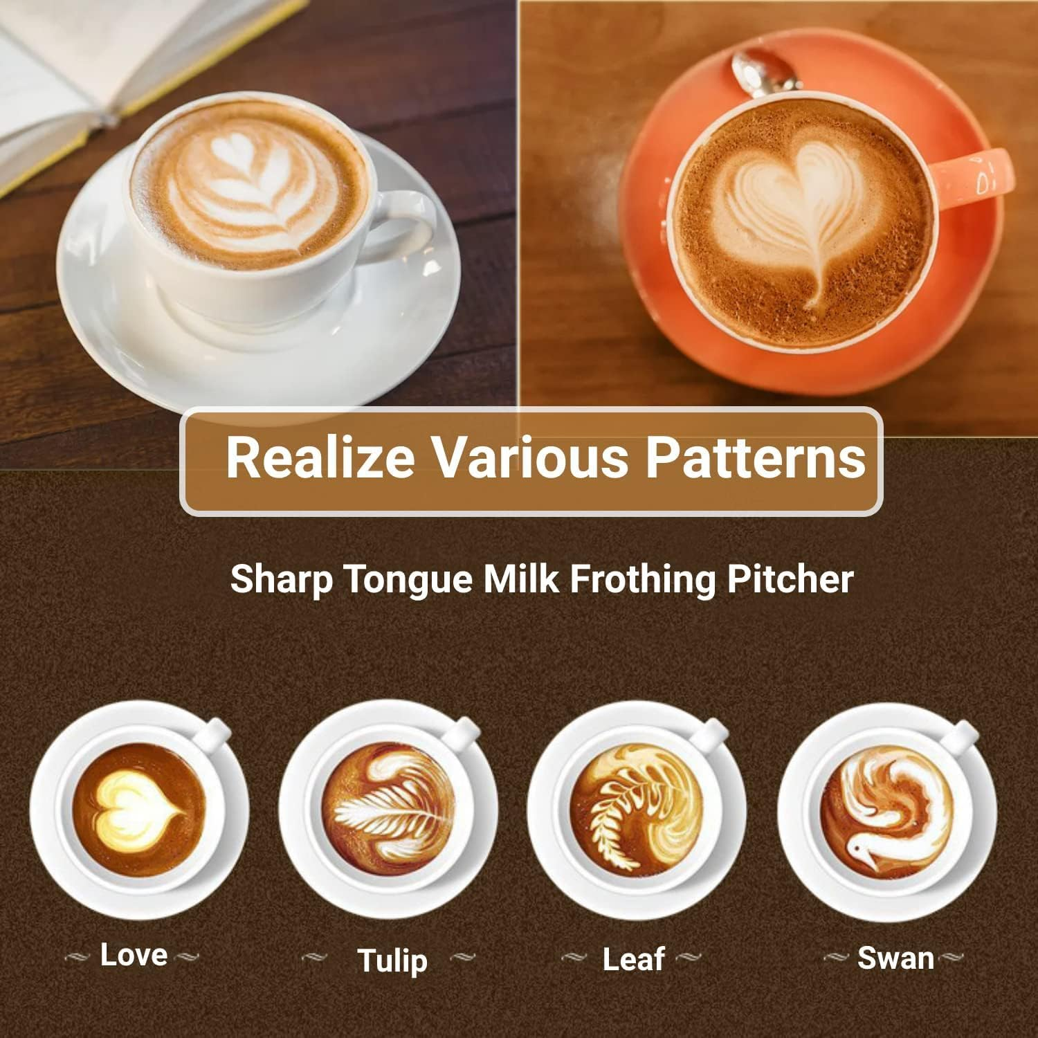 Mumoo Bear Milk Frothing Pitcher Decorating Art Pen SUS304, Stainless Steel Milk Frother Cup Steaming Measurements inside for Espresso Machine Coffee Foam Making Cappuccino Latte Art (12 Oz/ 350Ml) image number 6