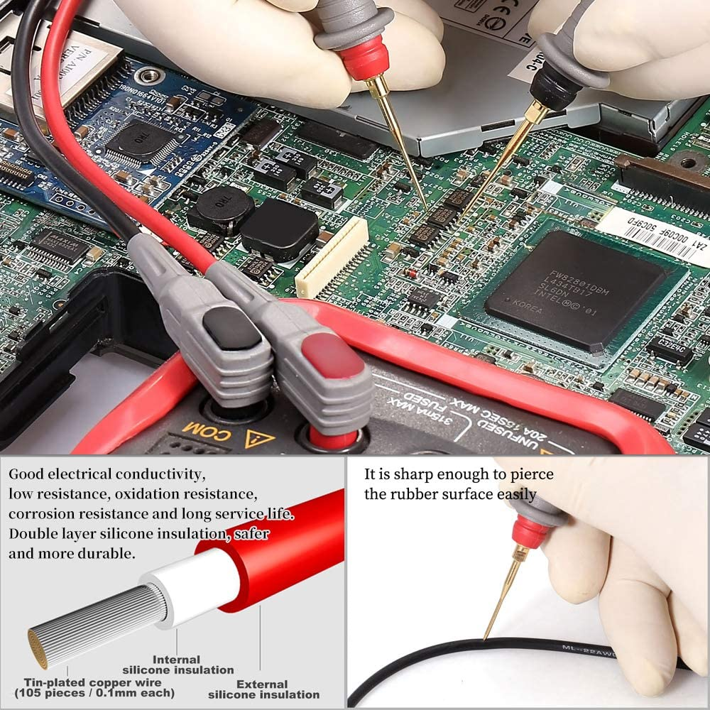 Bionso 21-Piece Multimeter Leads Kit, Professional and Upgraded Test Leads Set with Replaceable Gold-Plated Multimeter Probes, Alligator Clips, Test Hooks and Back Probe Pins. image number 2