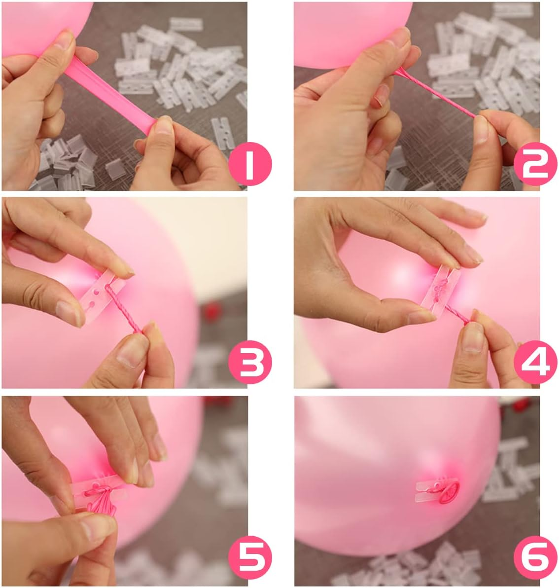 GXXMEI 300PCS Plastic Balloon Clips Ties for Sealing, H Shape Bulk Balloon Ties Clips Tool for Wedding Party Christmas Birthday Decoration image number 1