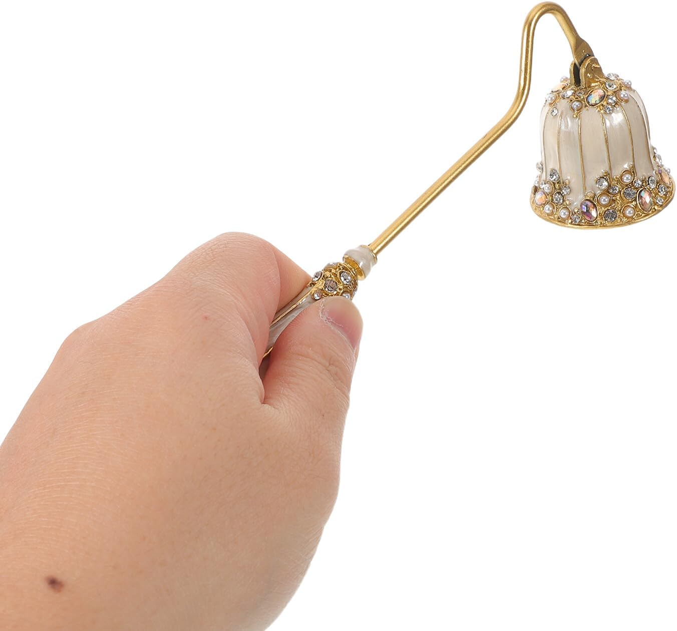 STOBAZA Vintage Candle Snuffer with Pearl Enamel, Handheld Wick Extinguisher for Safe Flame Extinguishing, Decorative Rustic Fire Snuffer Accessory for Home and Holiday Use image number 1