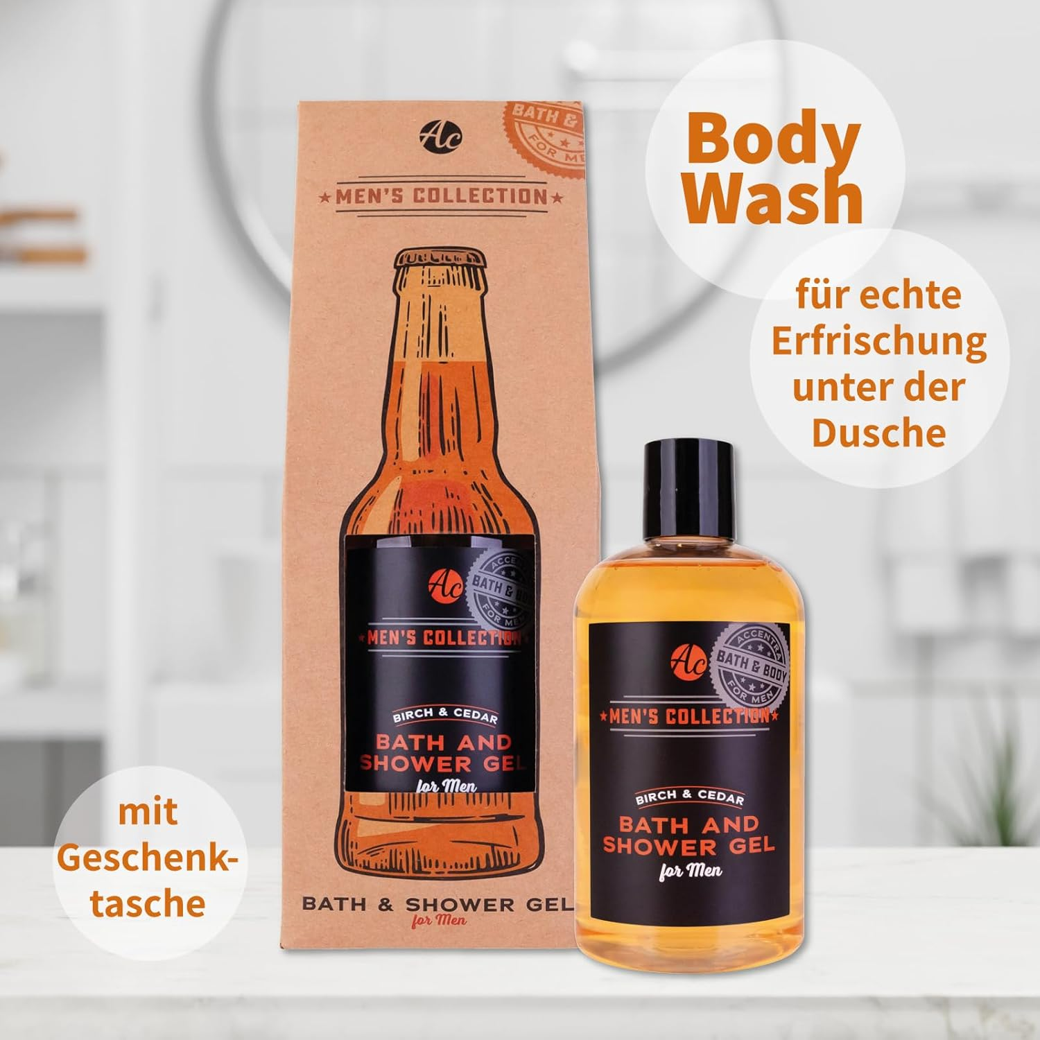 Accentra Shower Gel for Men in Beer Bottle Design &ndash; Men'S Collection "Beer for Him" in Funny Beer Bottle Look with Gift Box, 360 Ml Spicy Shower Gel for Men image number 6