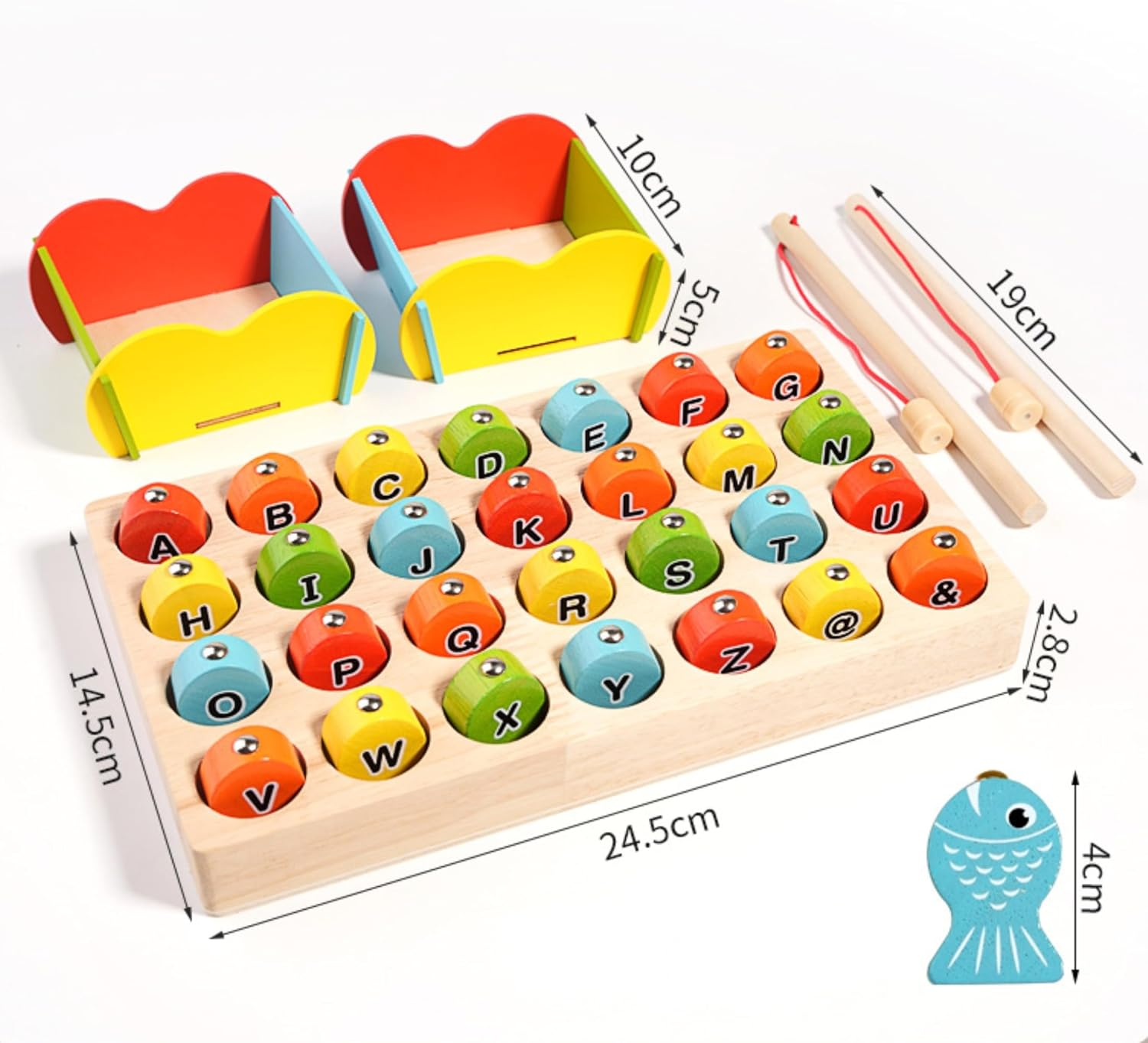 Magnetic Fishing Game, Montessori Wooden Educational Toys for Toddler Kids Learnig ABC Alphabet & Color Sorting,Fine Motor Skill Toys for 2 3 4 Years Old Toddler Boys Girls Gift image number 5