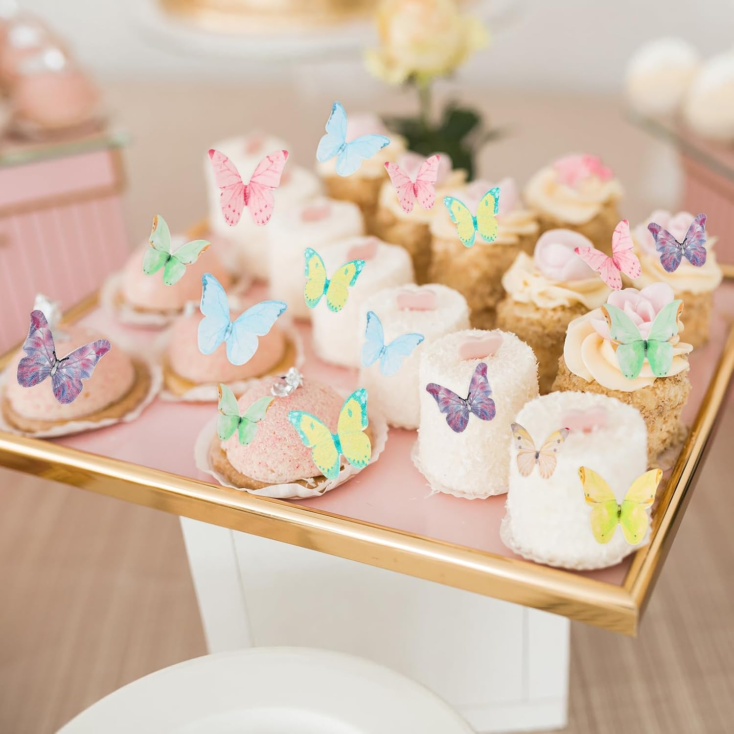40Pcs Edible Butterfly Cupcake Toppers Wafer Paper Butterfly Cake Toppers Colorful Vivid Butterfly Cake Decorations for Wedding Anniversary Baby Shower Birthday Party Decorating image number 2