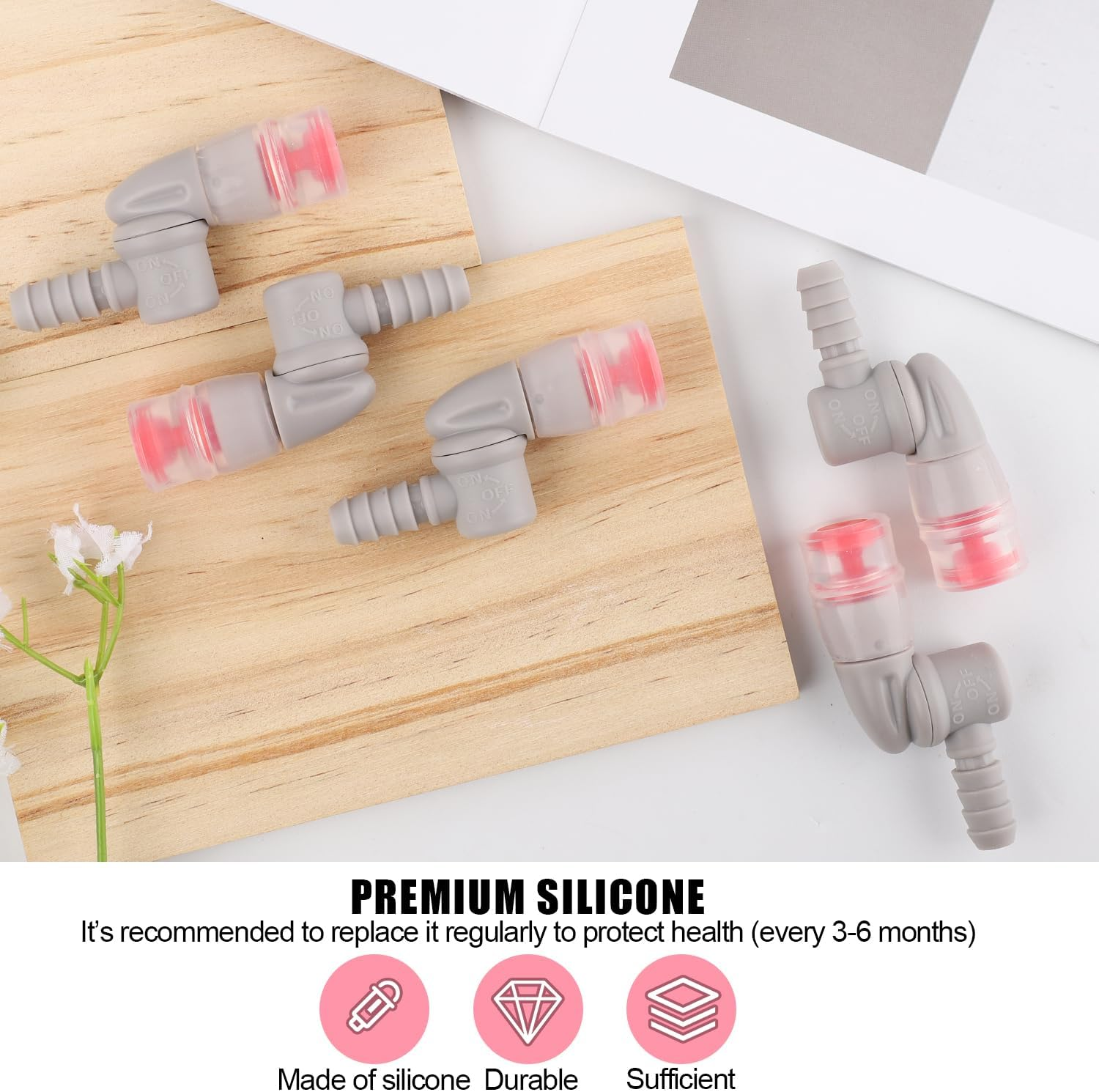 5Pcs Bite Valve Replacement for Camelbak, Mouthpiece Replacement for Camelbak Hydration Pack Valve Replacement for Camelbak, Osprey Hydration Bladder (Gray) image number 1