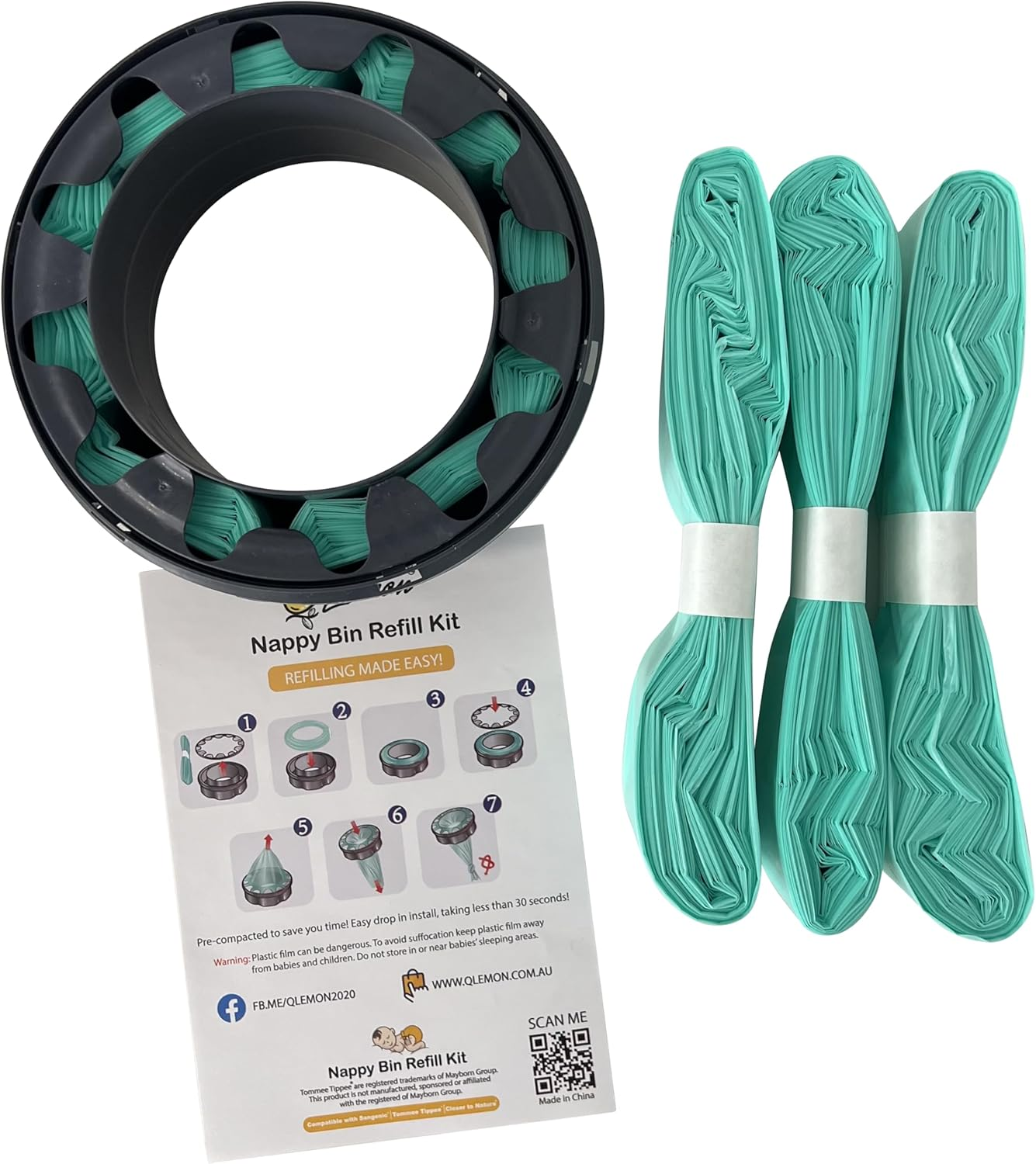 Pre-Compacted 100M Nappy Bin Refills Value Pack for Tommee Tippee Twist & Click (10 Pack) image number 4