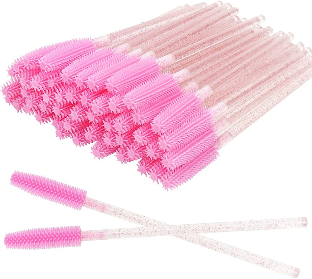 100 Pcs Silicone Mascara Wands Disposable Eyelash Brushes for Extensions Lash Applicators Makeup Tool Kit (Crystal Blue/Mint Green)