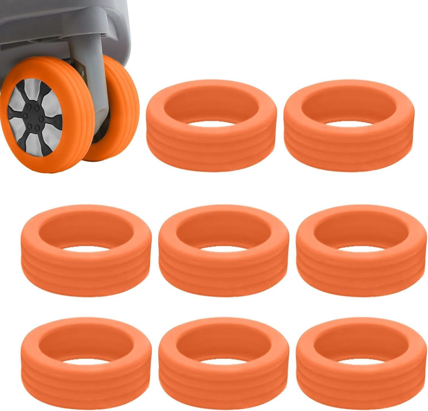 Luggage Wheels Cover, 8 Pcs Silicone Luggage Tyre Case, Reduce Noise Suitcase Wheels Cover, Luggage Tyre Protection Cover, Wheels Cover for Most Luggage, Carry on Luggage Wheels Cover for Women Men/43