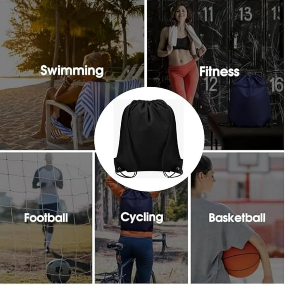 Fabselection 3Pcs Drawstring Backpack Bulk Drawstring Bag Nylon Cinch Sack Backpack Bag,Drawstring Bag String Backpack Bulk Tote Sack Cinch Bag Sport Bag Nylon Draw String Sport Bag（Black）