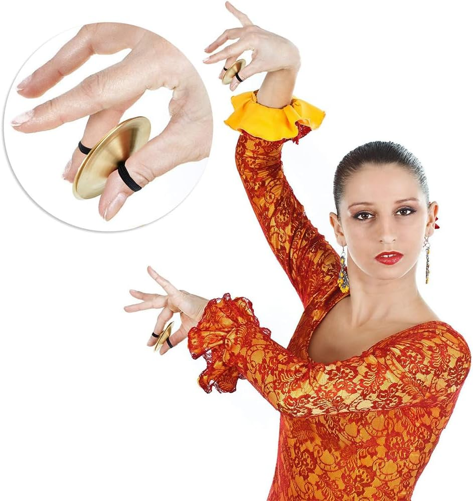 6 Pcs Finger Cymbals, Brass Musical Instrument, Percussion Zills Instruments, Finger Cymbals Brass Finger Dancing Zills Musical Instrument Dancing Belly Dancer Finger Dance Accessories image number 5