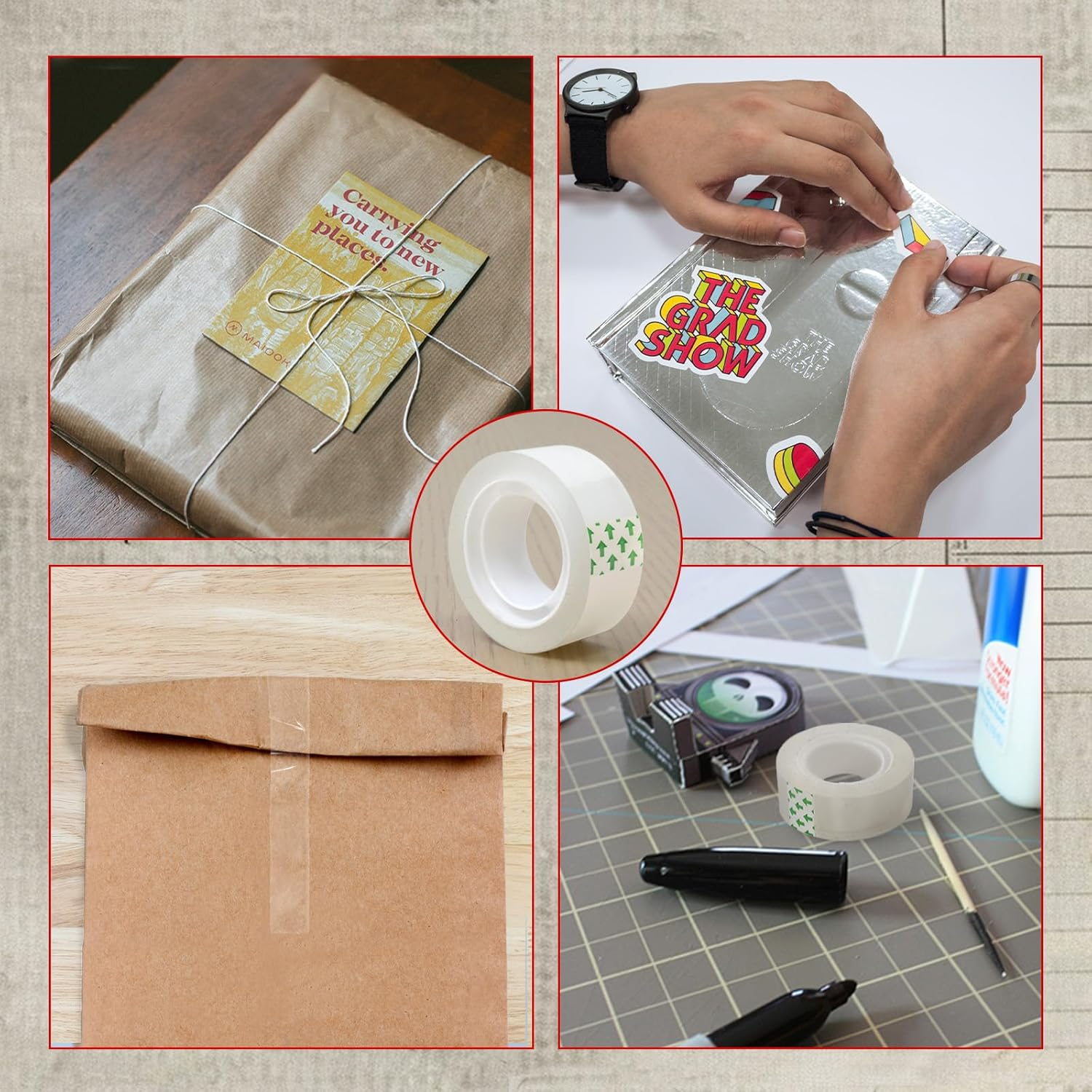 WELSTIK Film Transparent - Transparent Adhesive Tape with Strong Adhesion - Non-Ageing and Tear-Resistant, for Home, School and Wrapping Paper - 25 M X 15 Mm - Pack of 10