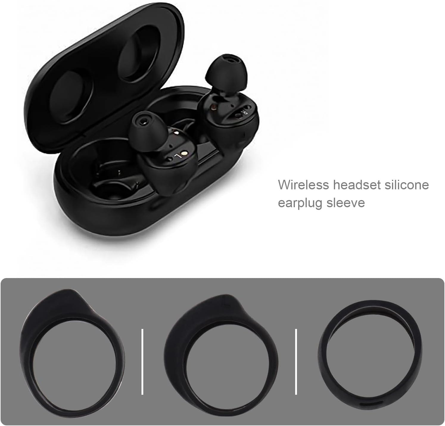 Emsea 3 Pairs Earbuds Set Compatible with Samsung Galaxy Buds SM-R170 Wireless Headphones Silicone Anti-Slip Eartips Earhooks Cover Eargels S M L 3 Sizes Black image number 4